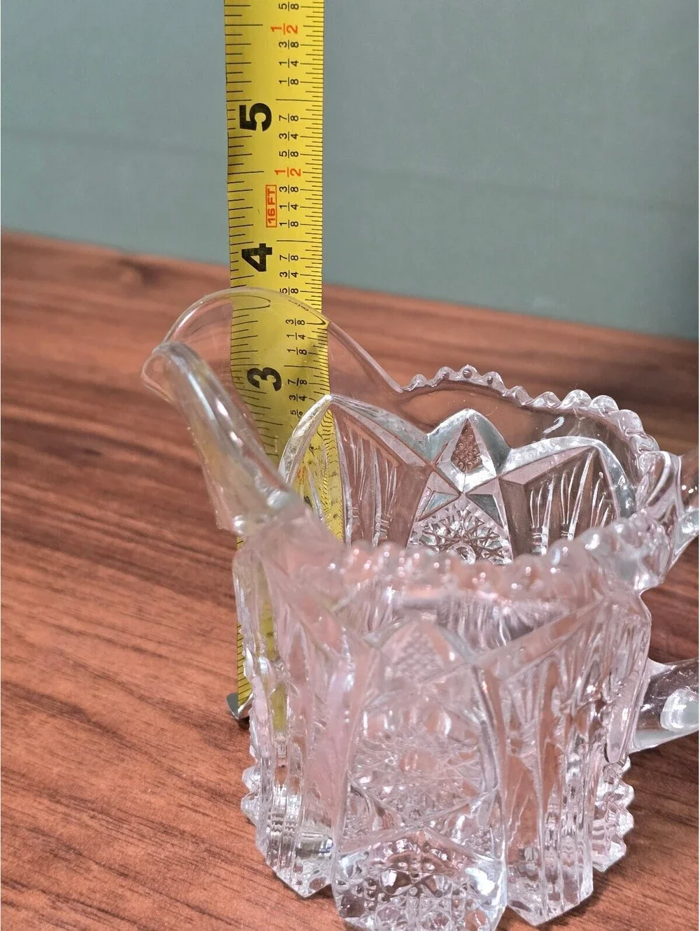 Vintage Imperial Glass Nucut 212 Clear Cut Glass Creamer Pitcher